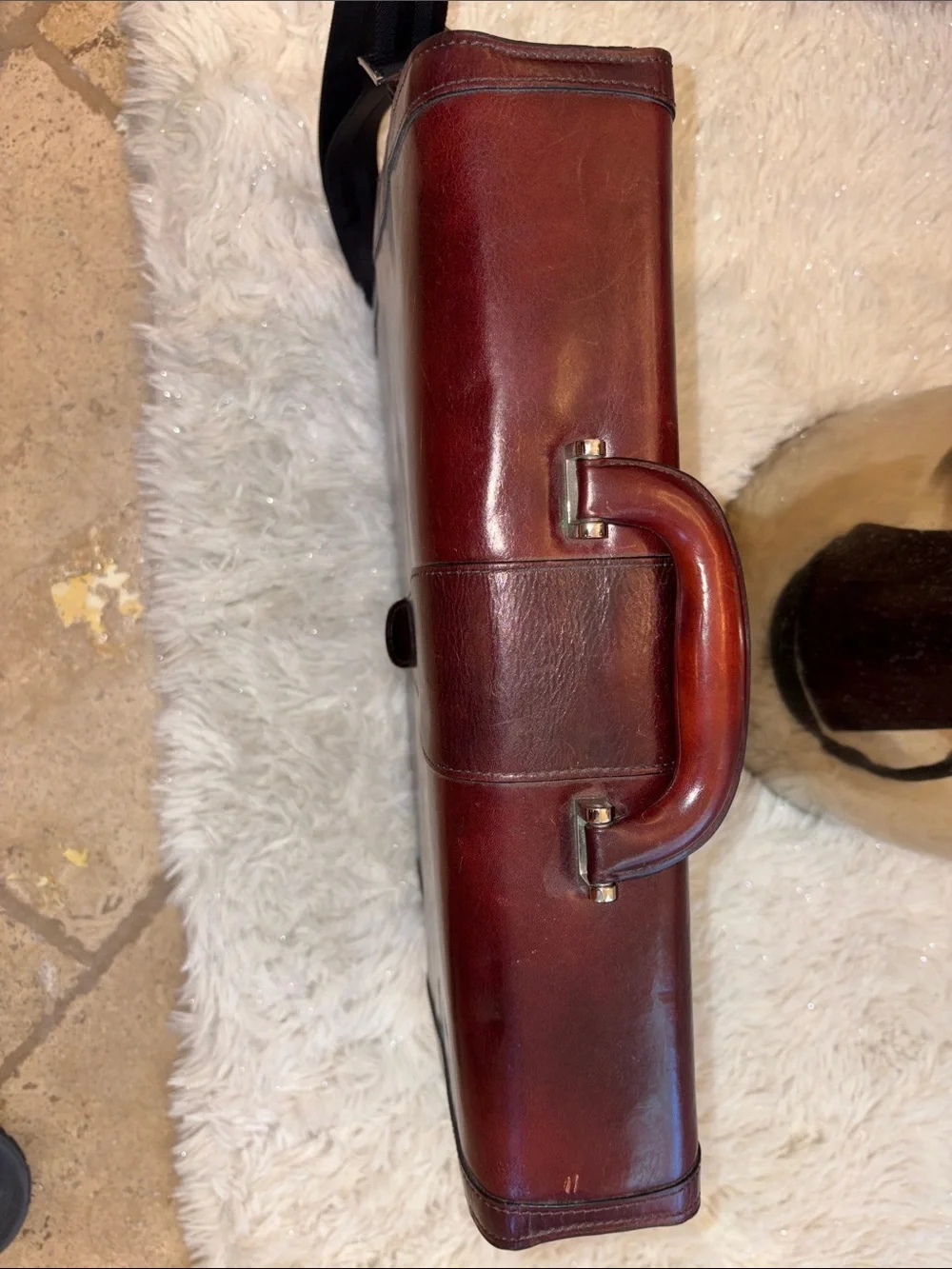Bosca Leather Briefcase in Deep Burgundy